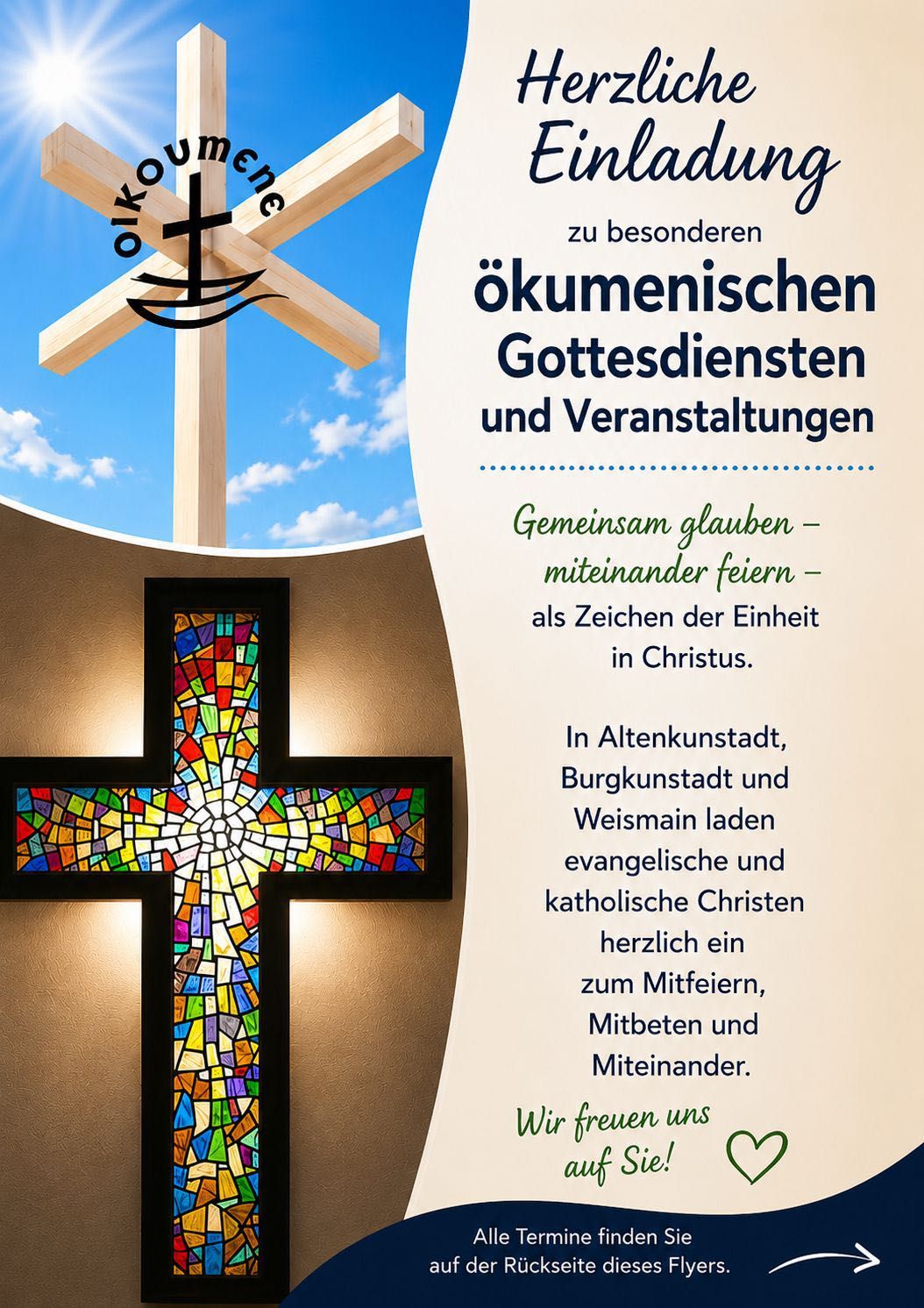 Einladung, Ökumene, ökumenisch, Gottesdienst, Veranstaltung, gemeinsam, glauben, miteinander, feiern, evangelisch, katholisch, Altenkunstadt, Burgkunstadt, Weismain